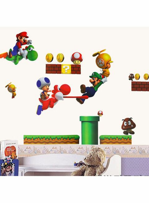 Dada Home Polyvinyl Chloride Printed Super Mario Wall Sticker Multicolour