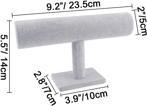 Generic Grey Velvet T-Bar Bracelet Necklace Jewelry Display Stand/Holder