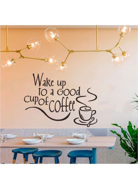 Generic Wake Up To A Good Cup Of Coffee English Wall Stickers Multicolour 35X25cm