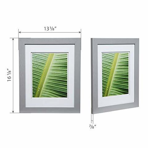 Gallery Solutions Wall Mount Double Mat Picture Frame, 8&quot; X 10&quot; With Mat Or 11&quot; X 14&quot; Without Mat, Gray/White