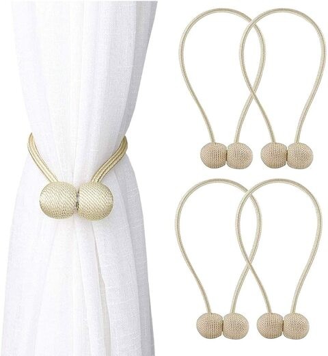 Jjone 2 Pairs Magnetic Curtain Buckle Tiebacks For Home Sheer Blackout Drapes Blind Curtains (A-Beige)