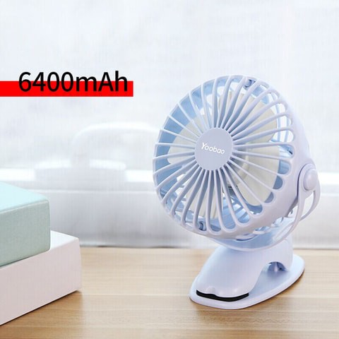 Generic-Yoobao Y-F04 USB Fan Rechargeable Handheld Mini Fan Clip Desktop 4-level Small Fans Electrical Fan Blue 6400mAh