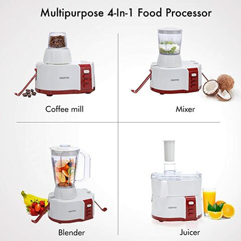 Geepas Gsb9890 4-In-1 Food Processor With Safety Lock