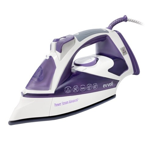 Evvoli 2800W Steam Iron With Ceramic Soleplate Auto Shut-Off With Anti-Drip, Purple EVIR-5MP 2 Years Warranty