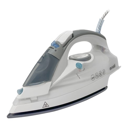 Evvoli 2400W Steam Iron With Ceramic Soleplate Auto Shut-Off With Anti-Drip, White EVIR-H2400W 2 Years Warranty