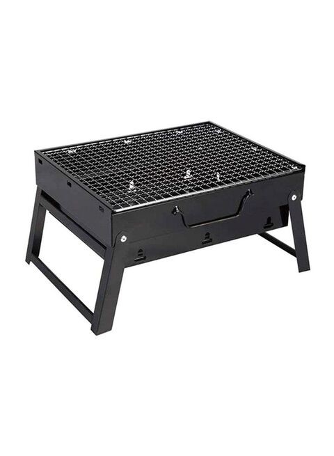 Generic Portable Barbecue Charcoal Grill Black/Silver 13.77x10.75x2.45inch