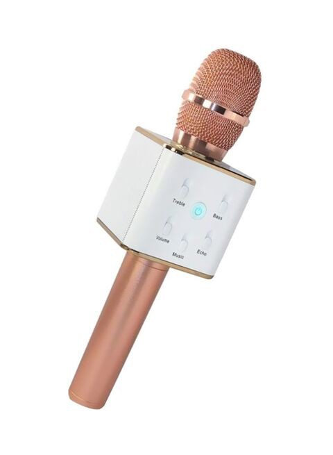 Generic Wireless Karaoke Microphone With Speaker Rose Gold/White