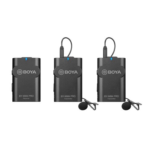 Esonmus-BOYA BY-WM4 Pro K2 Portable 2.4G Wireless Microphone System(Dual Transmitters + One Receiver) with Hard Case for DSLR Camera Camcorder Smartphone PC Tablet Sound Audio Recording Interview