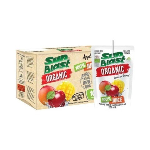 Sunblast organic apple and mango juice 200ml x 10 pieces