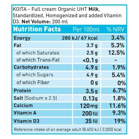 Koita Organic Cow Milk 200ml