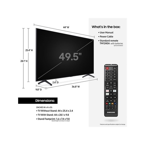 Samsung 50 Inch 4K UHD Smart LED TV UA50TU7000 Black