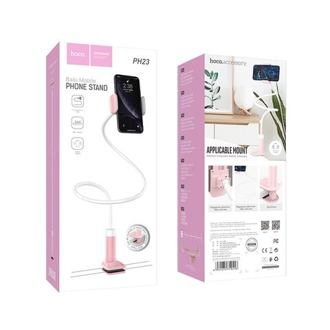 Universal phone holder and tablet holder with 360-degree rotation in pink and white