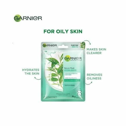 Garnier Green Tea Facial Tissue Mask For Normal To Oily Skin 32 gm