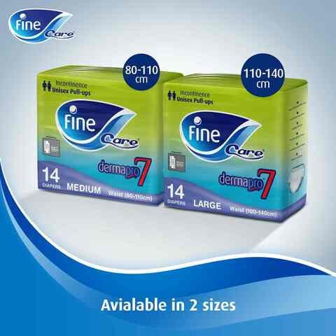 Fine Care Diapers For Unisex Adults - 14 Pieces