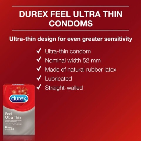 Durex Feel Thin Condom, Pack of 20 Pieces