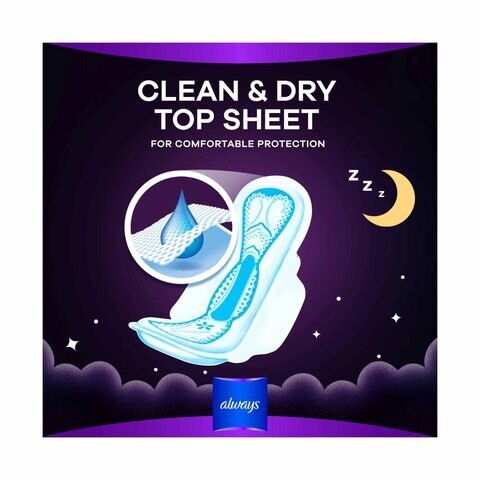 Always Clean & Dry Maxi Thick Night Pads, 24 Pieces