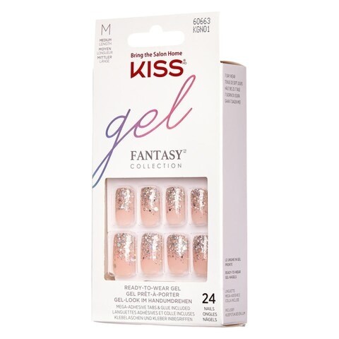 Kiss Fantasy Gel False Nails - KGN01 Multi Color, 28 Pieces