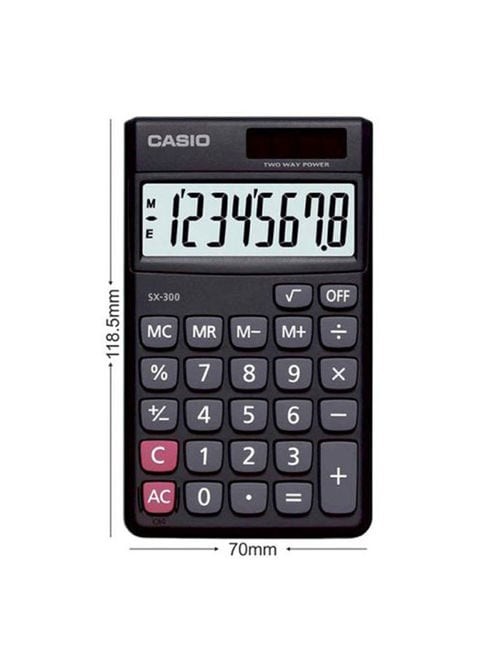 Casio Basic 8-Digit Calculator (SX-300), Black