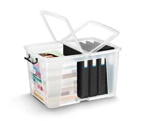 Strata, Made in UK, 65 Liter Smart Box with Folding Lid, L61xW46xH34.5 cm-STR-XW686-CLR/CLR-ST