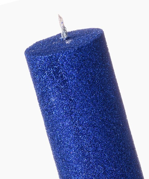 Blue Glitter pillar candle