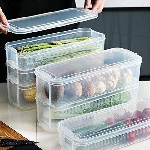 Food Storage Container 6L 3Tiers Stackable Kitchen Fridge Drawer -3 Tier