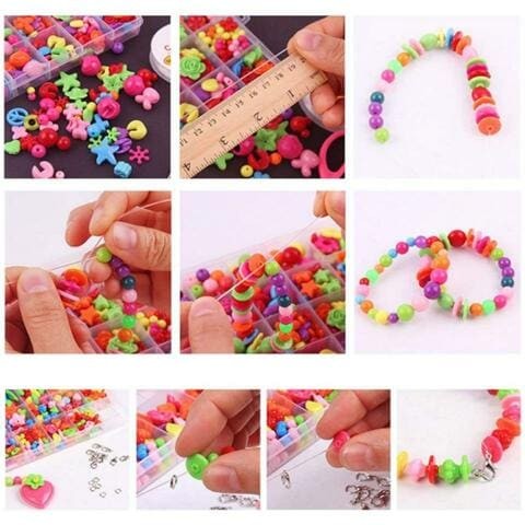 ALISSA 680Pcs DIY Beads Set, Kids Colorful Acrylic Handmade Craft Beads for DIY Necklaces Bracelet