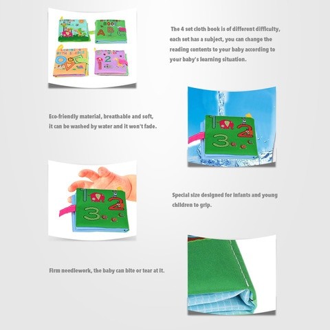 Cool Play - Cool Play Washable Soft Fabric Book Set of 4 For Toddlers