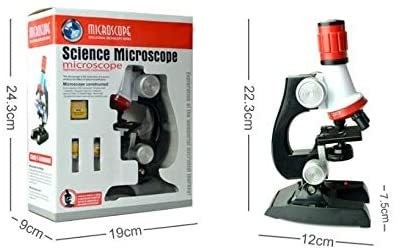 Beuente Kids Science Microscope Kit - Educational Toys With LED Light 100X 400X 1200X For Beginners