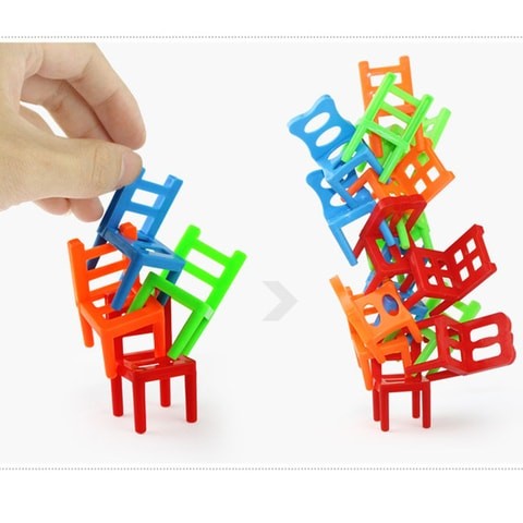 General Party-18Pcs Balancing Chairs Set Assorted Stacking Chairs Toy Kids Fit Stacking Toys