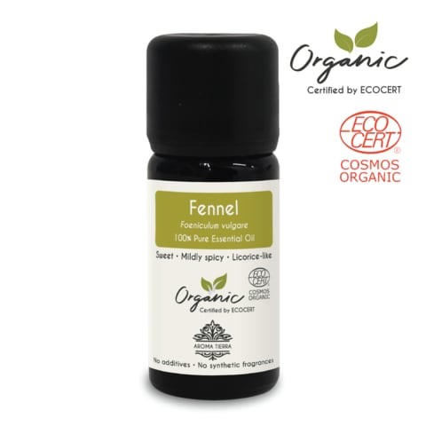 Aroma Tierra - Organic Fennel Essential Oil - 100% Pure, Natural, Ecocert Certified Organic - 10ml