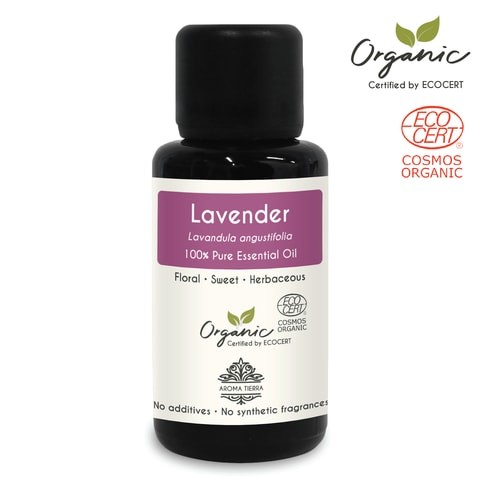 Lavender Essential Oil by Aroma Tierra (France) - Aroma Tierra - 100% Pure, Natural, Ecocert Certified Organic - 30ml