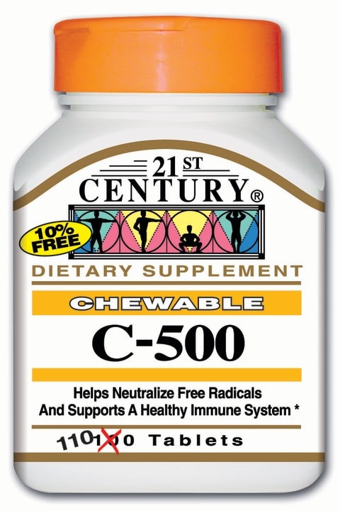 21st Century Orange Vitamin C Chewable 500mg Tablets