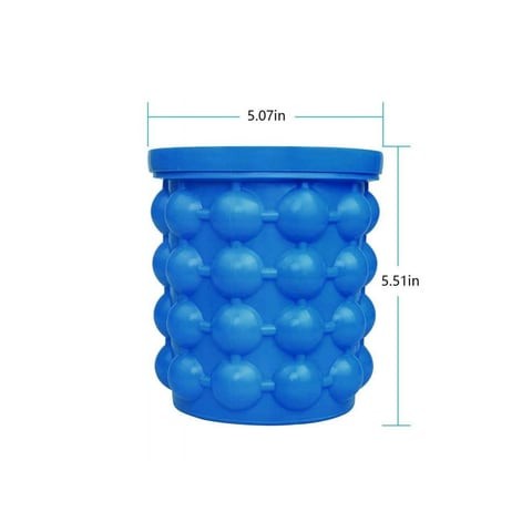 ALISSA-Ultimate Ice Cube Maker Silicone Bucket with Lid Makes Small Size Nugget Ice Chips for Soft Drinks, Blue.