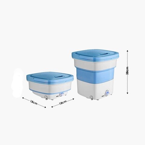 ALISSA-Mini Portable Folding Ultrasonic High Frequency Washing Machine for Dorm, Apartment, Camping , Traveling (Blue)