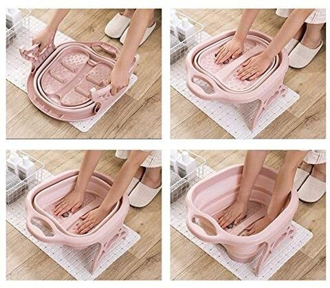 Aiwanto Pink Foot Soak Tub and Foot Massage Basket Bathroom Basket Bucket for Foot Pedicure Massage Foot Bath Basin