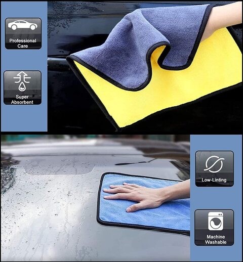 SKY-TOUCH 3pcs Microfiber Car Drying Towel for Car Cleaning and Detailing, Double Sided, Extra Thick Plush Microfiber Towel Lint Super Absorbent Detailing Towel for Car,Windows,Screen and Kitchen