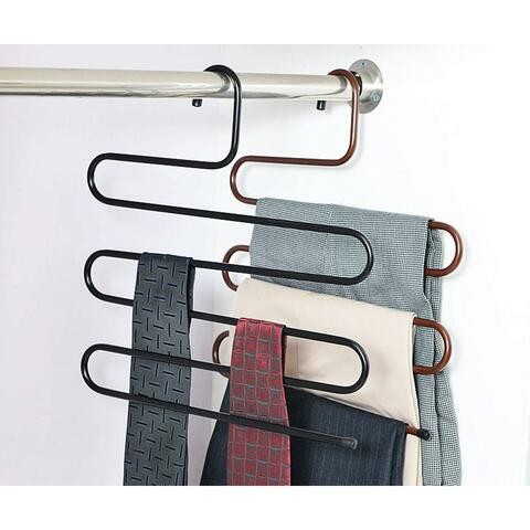 Alisa 5 Layers Stainless Steel Clothes Hanger Space Saving Storage (Black)