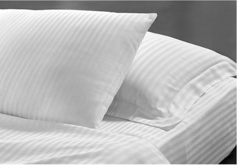 Hotel Linen Klub Single Bed Sheet 2pcs Set , 100% Cotton 250Tc Sateen 1cm Stripe , Size: 160x220cm + 1pc Pillowcase 50x75cm ,White