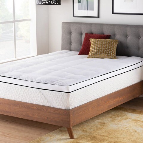 Mattress Topper- (200 X 200 + 7 CM) WHITE AND BLACK