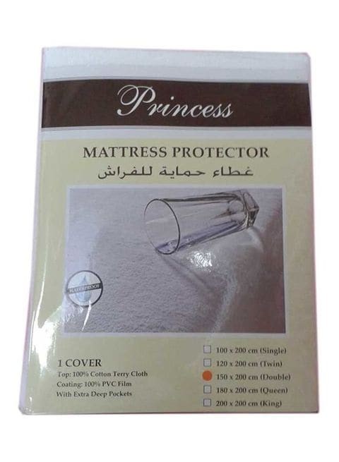 Princess Terry Mattress Protector Waterproof, White 120 x 200 cm