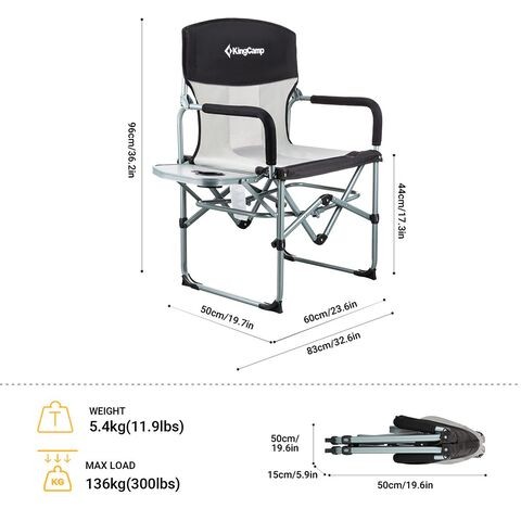 King camp-Portable Folding Director Camping Chair With Side Table