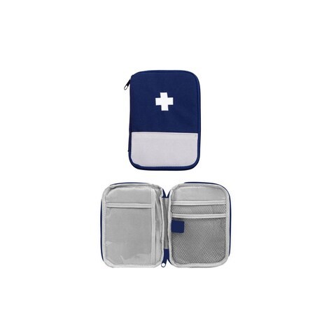 1PC.- First Aid Kit Mini Survival Emergency Bag Multi-Layer Pouch Outdoor Sport Travel Medical Storage Holder, Med.-Blue.