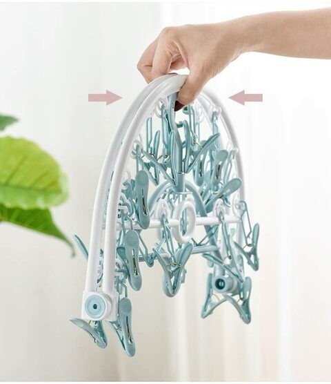 Aiwanto Cloth Drying Rack Drying Clip Hanger Drying Cloth Clip and Drip Cloth Drying Hanger Sock Hanger (blue)