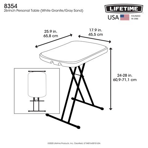 Personal Table 26 Inch (Light Commercial) with 2 Years Limited Warranty, White Granite, LFT-8354