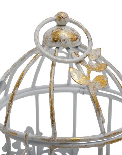 Metal Cage candle holder with metal Floral design