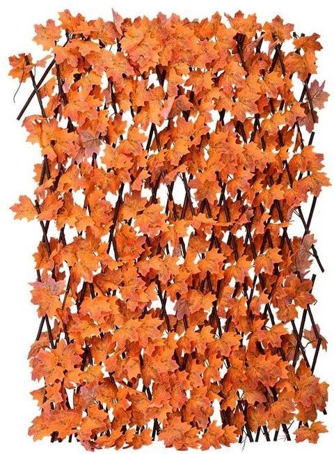 Yata Bamboo Fence with Orange Leaves - 6 Pieces