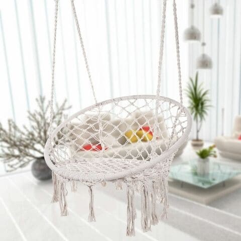 Swing chair can be hung at home and outside the bedroom, garden and yard, gray color