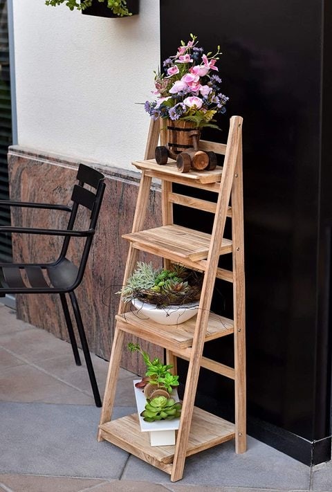 YATAI Wooden Ladder Flower Pot Rack