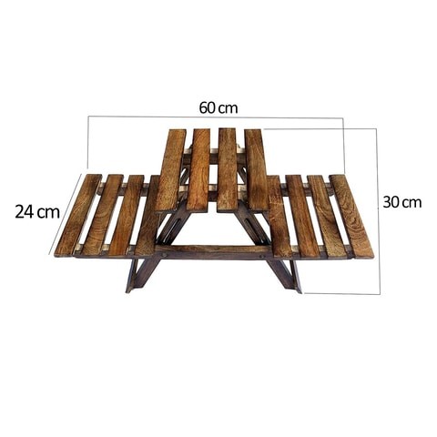 LINGWEI Two Tier Wooden Plant Stand Desktop Succulent Flower Pot Shelf Rack Plant Display Stand Flower Pot Holder Garden Pot