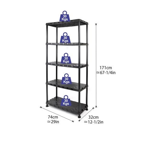 Tactics Plastic Shelves 5 Layers - 74 W x 32 D x 171 cm - TTX -320402